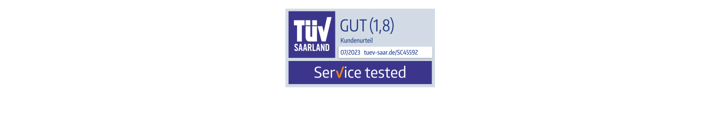 Testsiegel: Allianz Handwerker Services GmbH Service Tested TÜV Gütesiegel Bewertung Gut 1,8