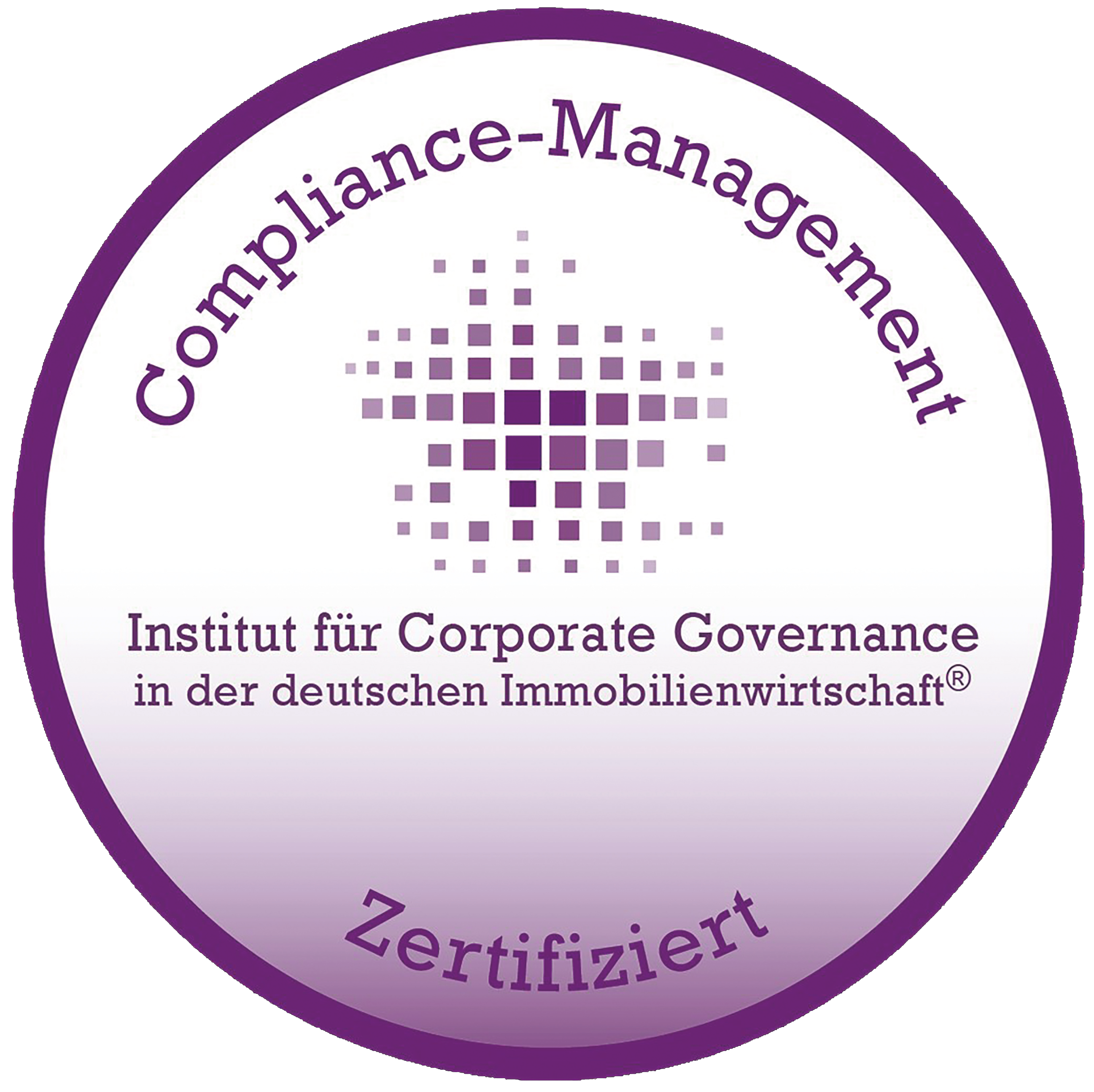Zertifikat für Compliance-Management, vergeben vom Institut für Corporate Governance in der deutschen Immobilienwirtschaft.